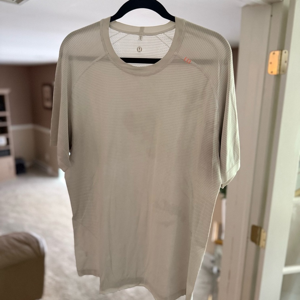 Beige Lululemon Short Sleeve Athletic Shirt